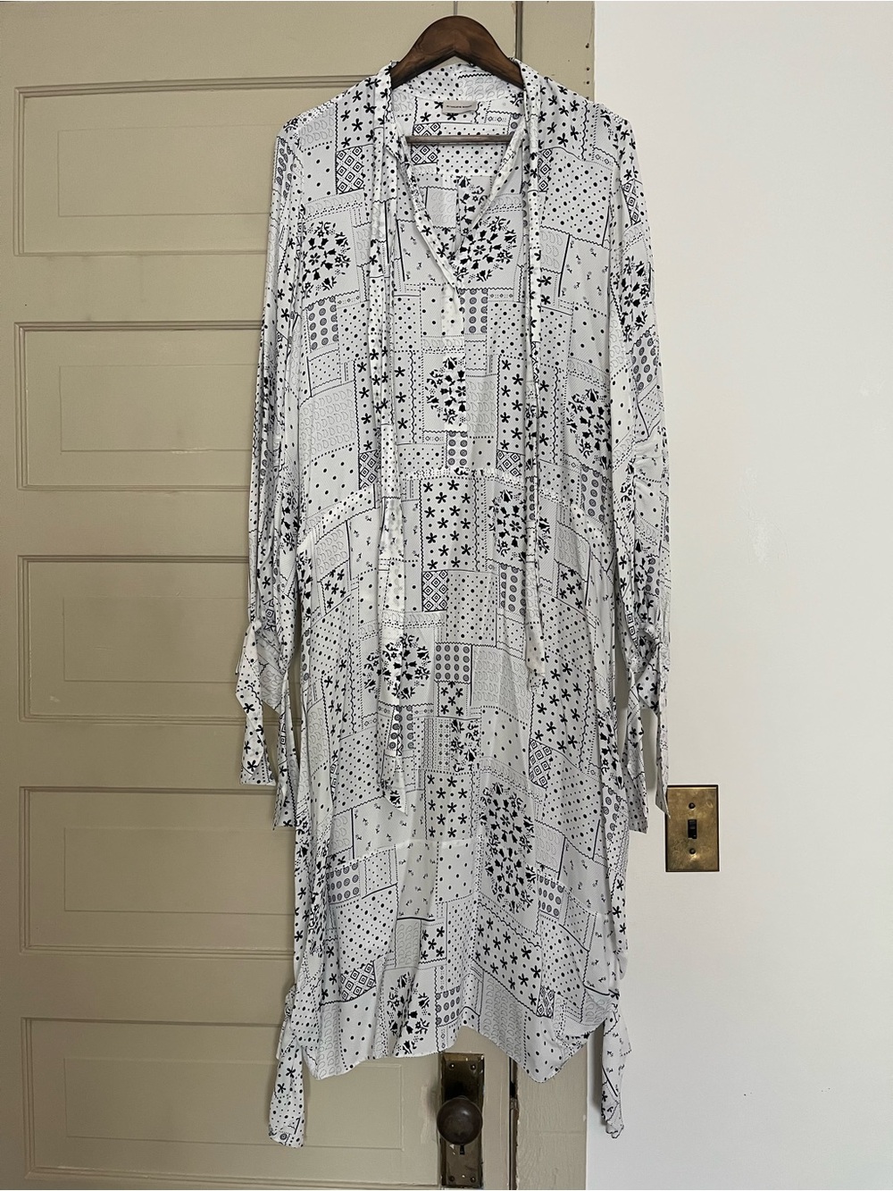 Niccolo Tie-Neck Printed Twill Dress By Malene Birger Dress Size 38